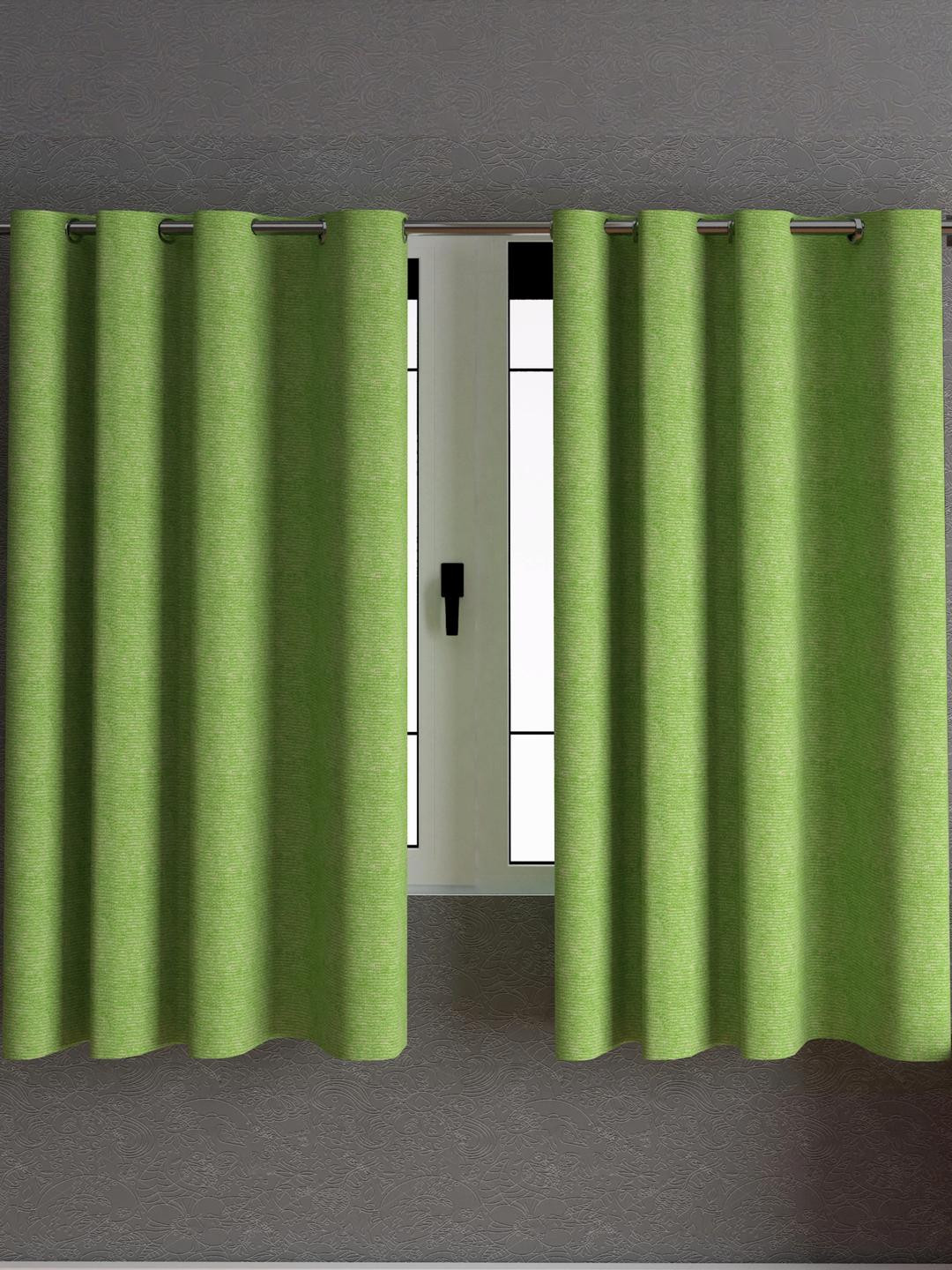 Lunar Days Unisex Set Of 2 Green Ripple Fold Regular Window Curtain