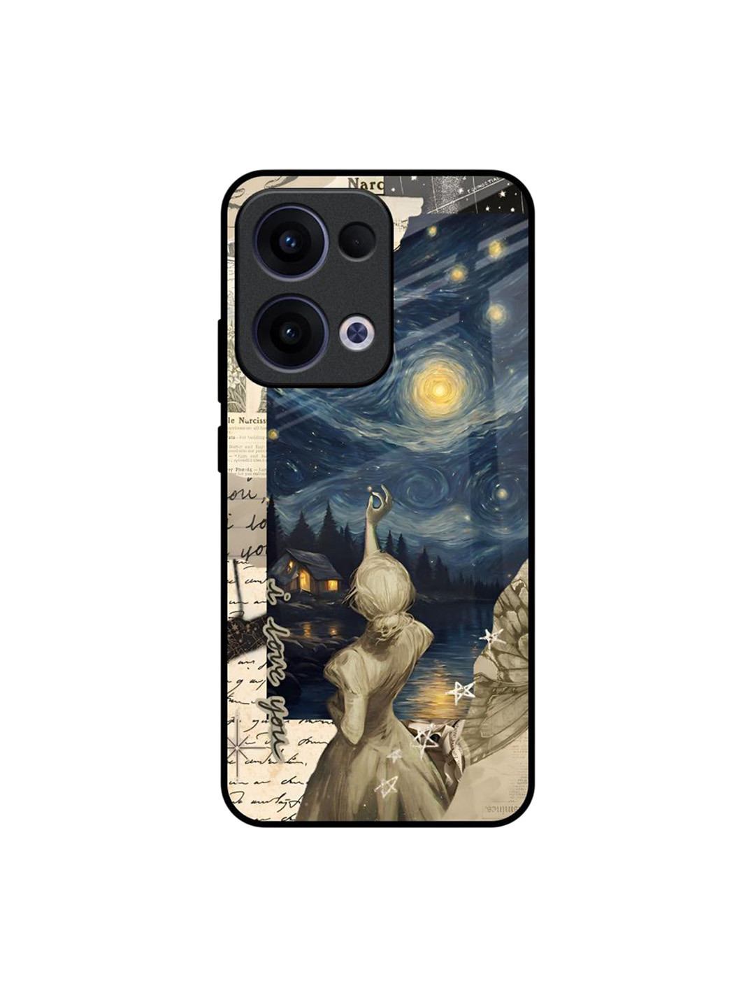 QRIOH WishFlare Printed Oppo Reno13 5G Shockproof Glass Back Case Mobile Accessories