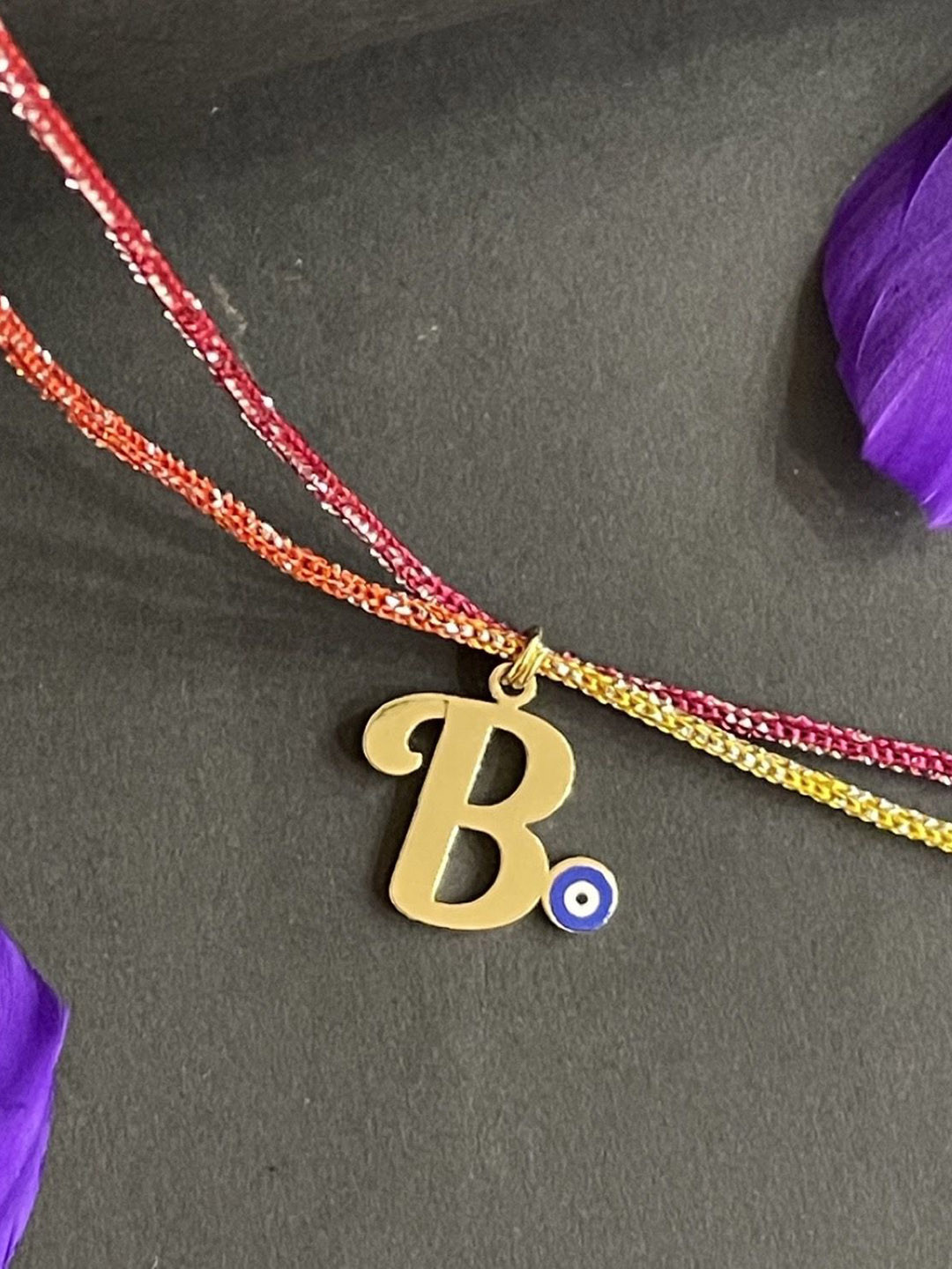 Digital Dress Room B Letter Evil Eye Thread Rakhi
