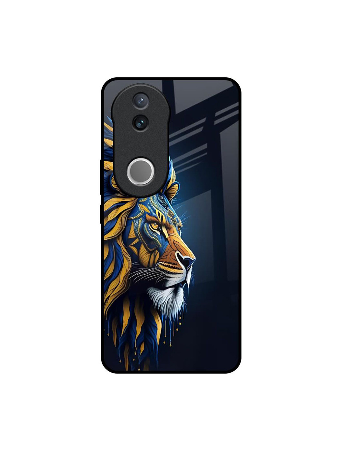 QRIOH Animated Lion Glass Case for Vivo V50 5G Back Case