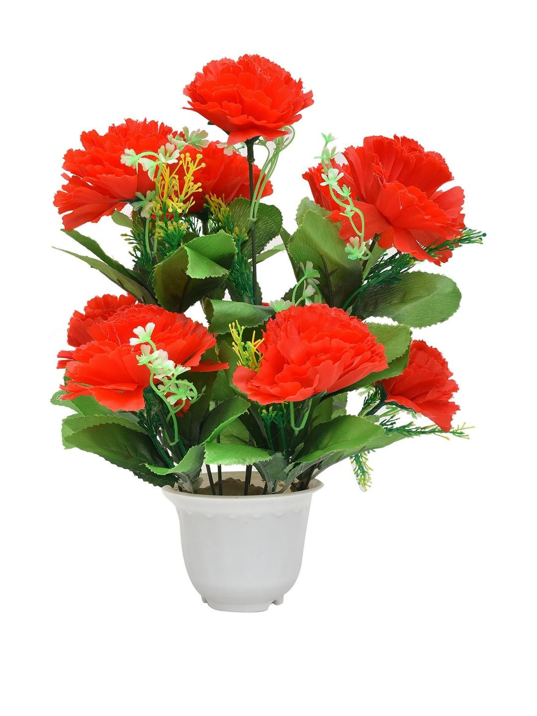 YASH ENTERPRISES Red Carnation Bonsai Artificial Plant With Pot
