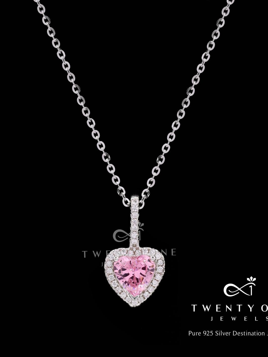 925 Silver Pink Heart  Pendant