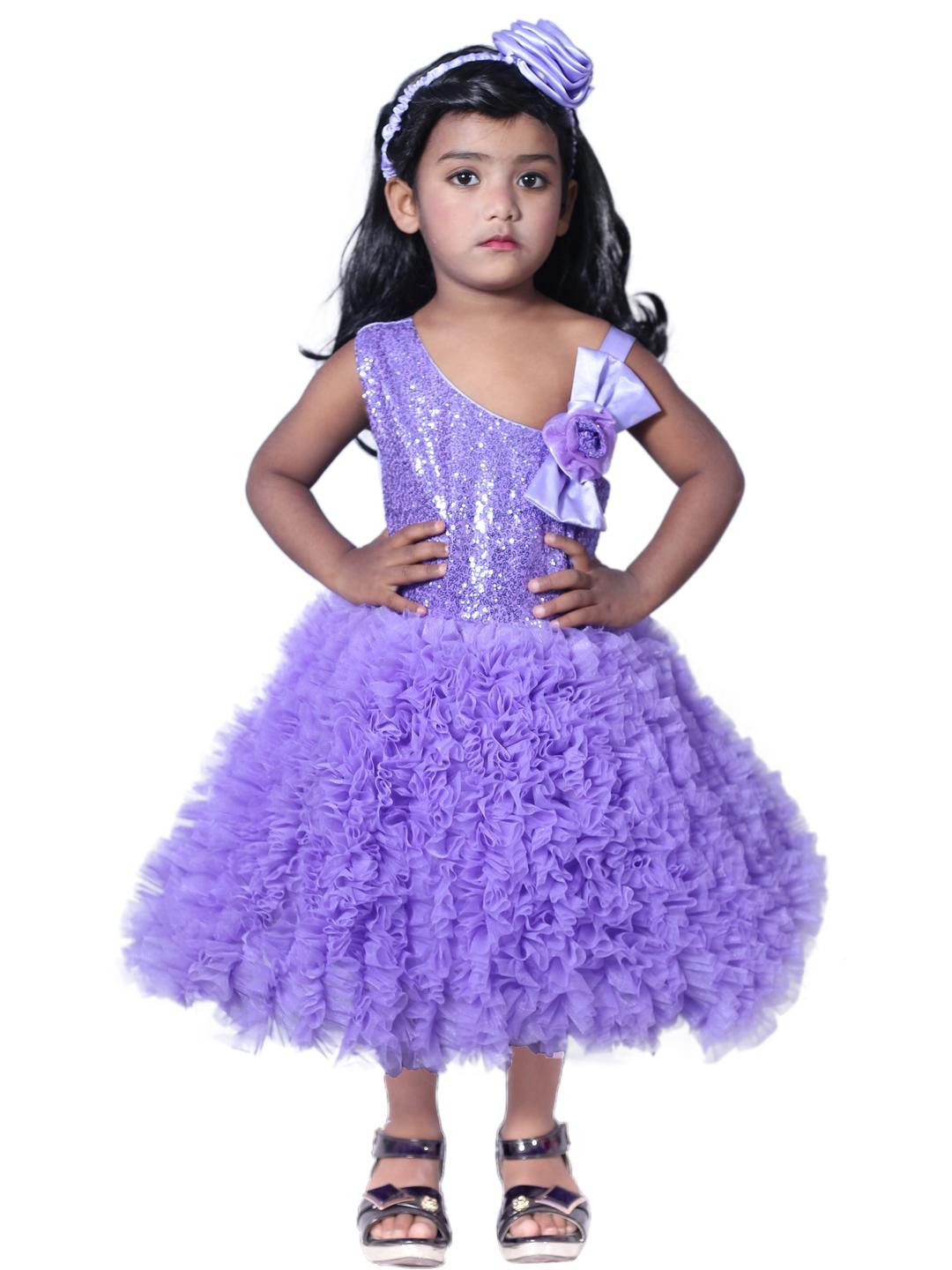 Shahina Fashion Lavender Baby-Girl Graceful Summer Dressing | Knee Length Frock
