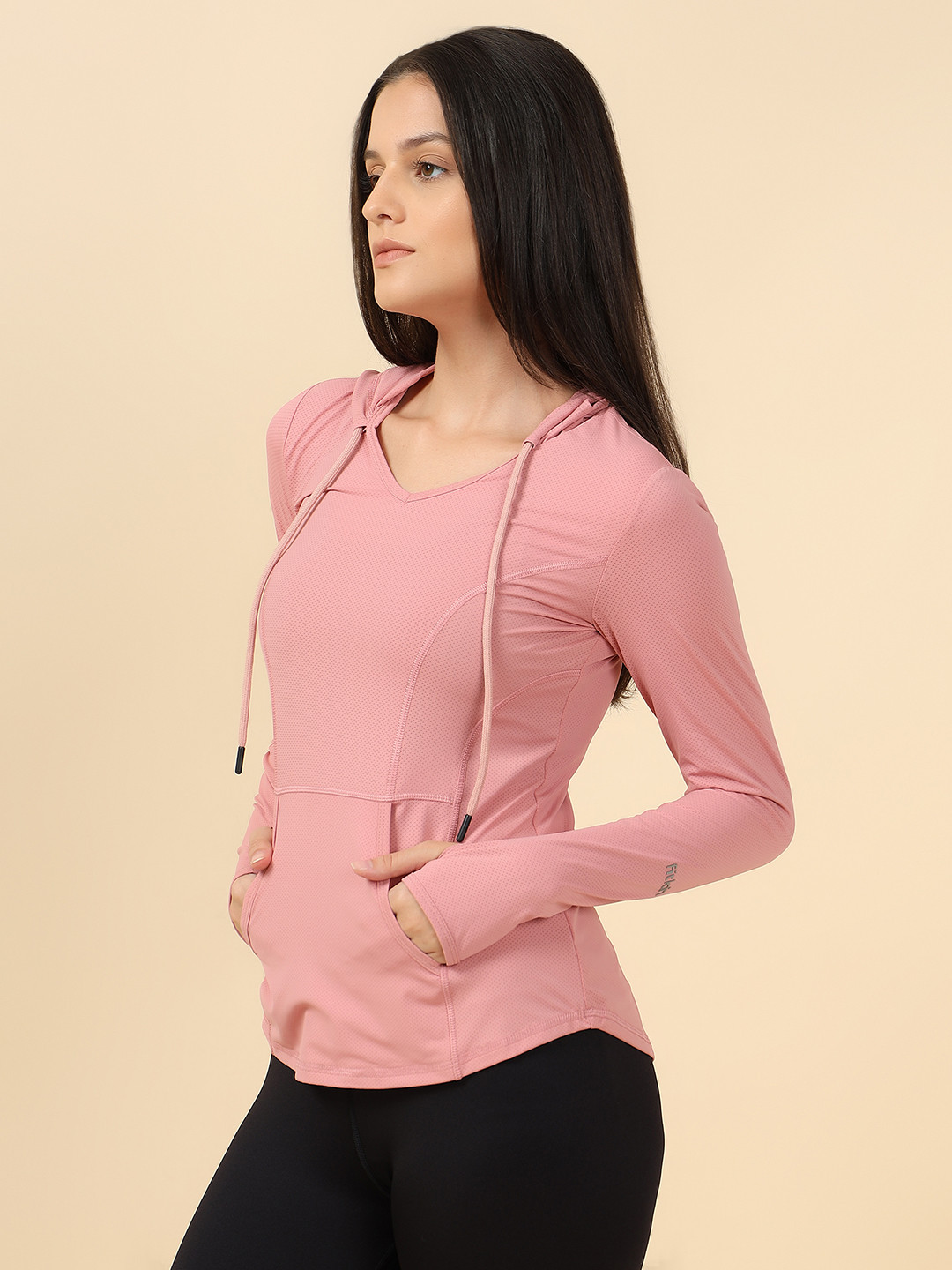 Fitkin Women Pink Self Design Training T-shirt