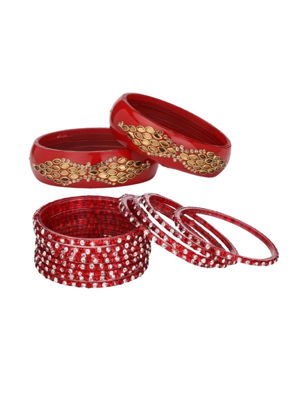 SOMIL Women Red Glass Bangles