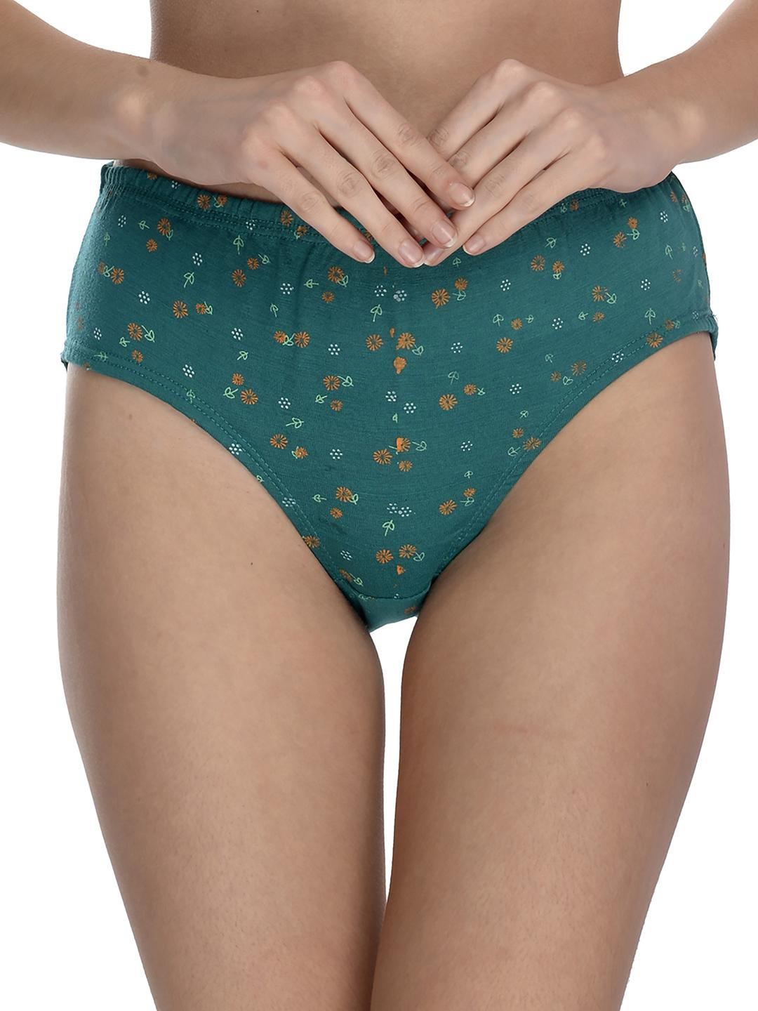 New stylish Green Cotton Silk Hipster Multicolor Panties Pack of 1