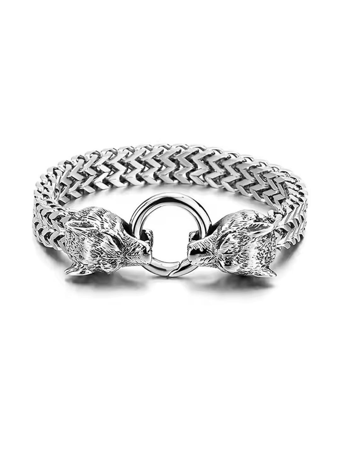 Moneekar Jewels Silver-Plated Stainless Steel Cubic Zirconia Bracelet