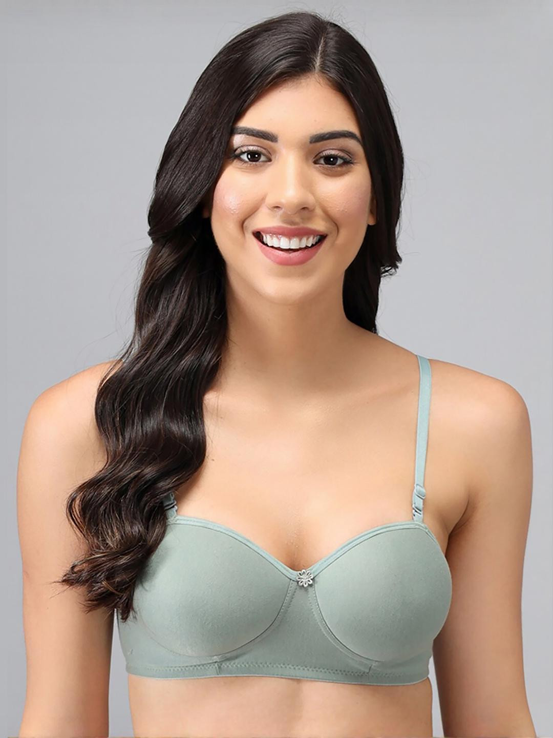 Women Cotton Green,Light Blue,Pink Padded Non-Wired Lingerie Bra Sport wear Gym Crop Tank Top