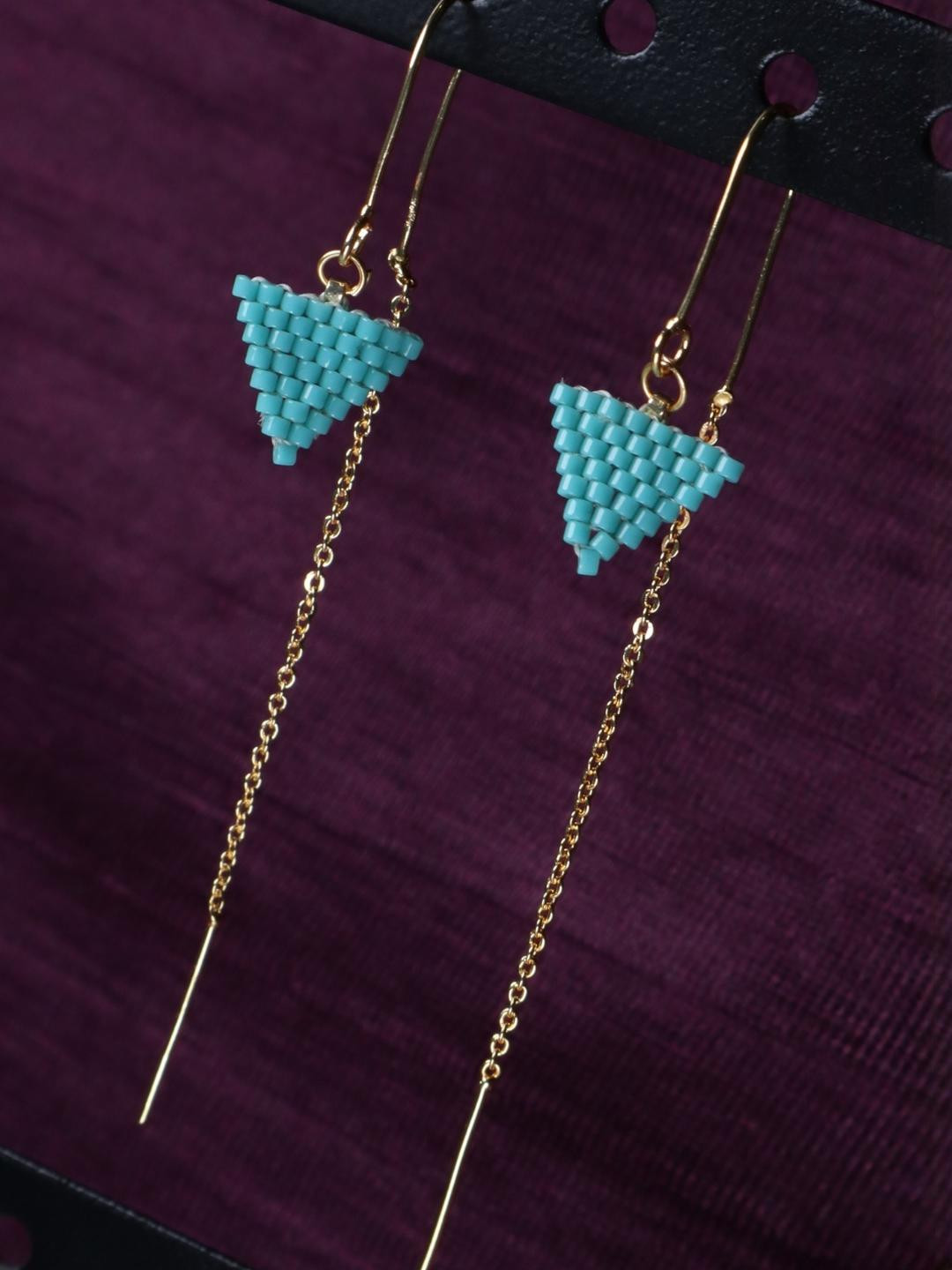 Threads & Beads Gold-Plated Diamond Shaped Drop Earrings