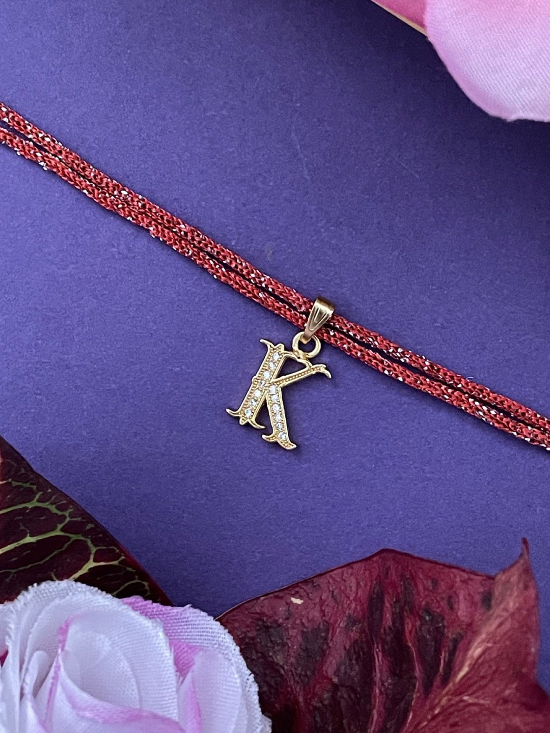 Digital Dress Room K Letter Initial American Diamond Studded Thread Rakhi