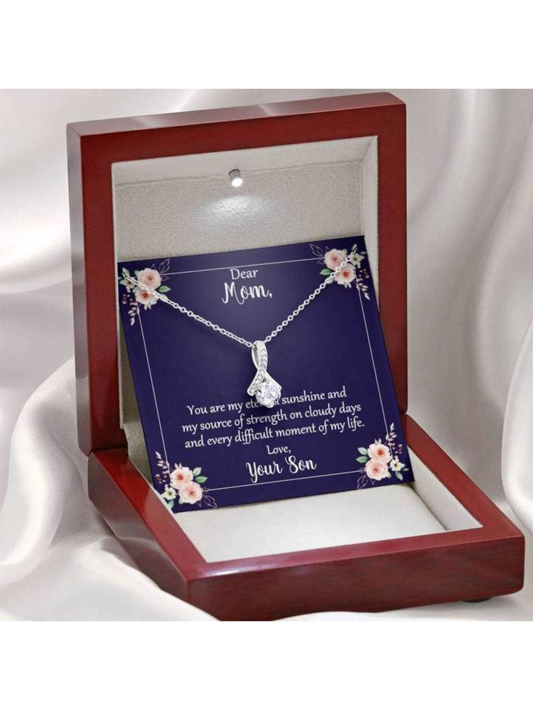 Silver Gift Mom Necklace, Mom You Are My Eternal Sunshine Alluring Beauty Necklace