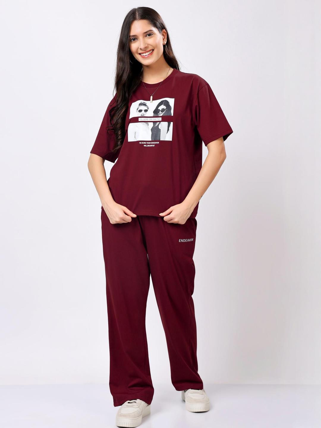 Stem Rope Womens Maroon Co-Ords Set