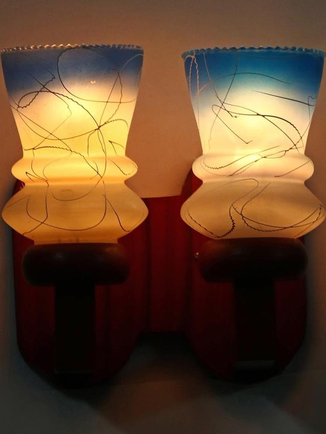 Somil Premium Designer Glass Wall / Night Lamp  Elegant & Stylish Dcor Accent for Modern Interiors, color- Blue, White, Size, 28 X 24 X 27 CM