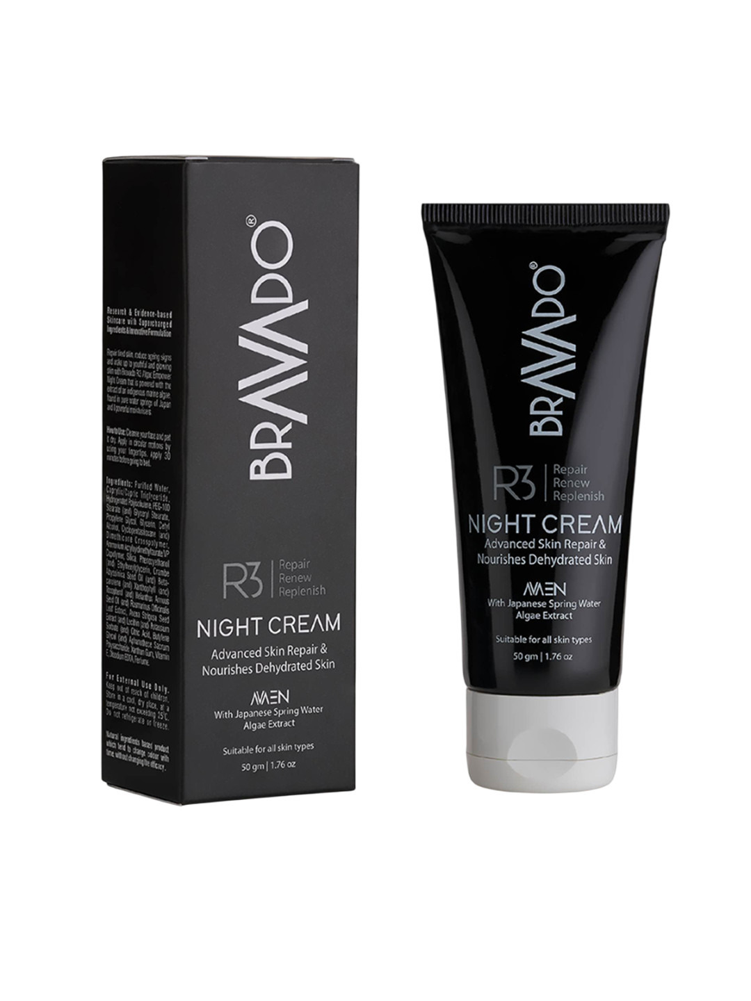 Bravado R3 Repair Renew Replenish Night Cream to reduce Wrinkles, Anti Ageing, Detan - 50g