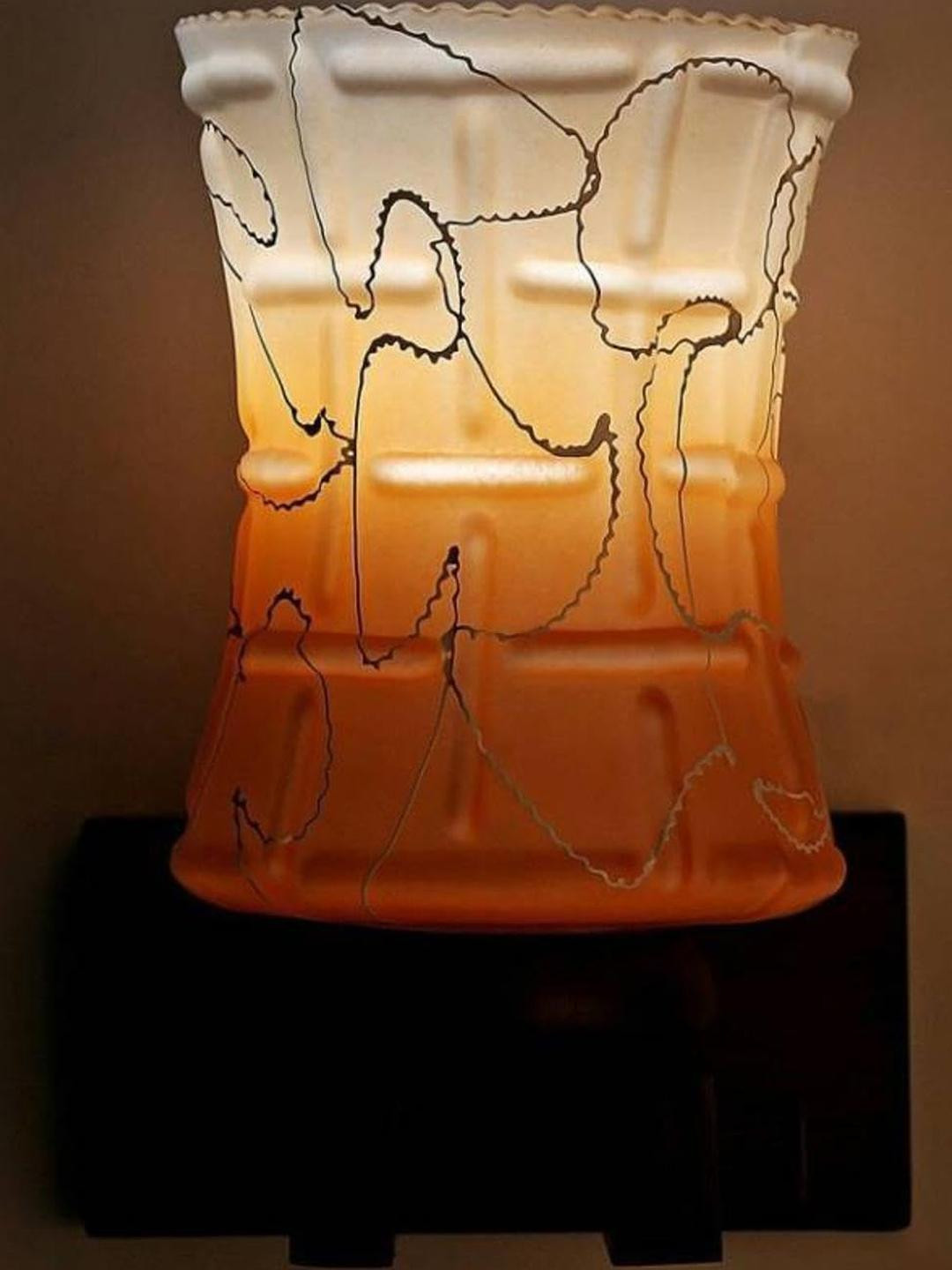 Somil Premium Designer Glass  Wall / Night  Lamp  Elegant  & Stylish Dcor Accent for Modern Interiors, color, Orange, White, Size:- 18.5 X 26 X 27 CM