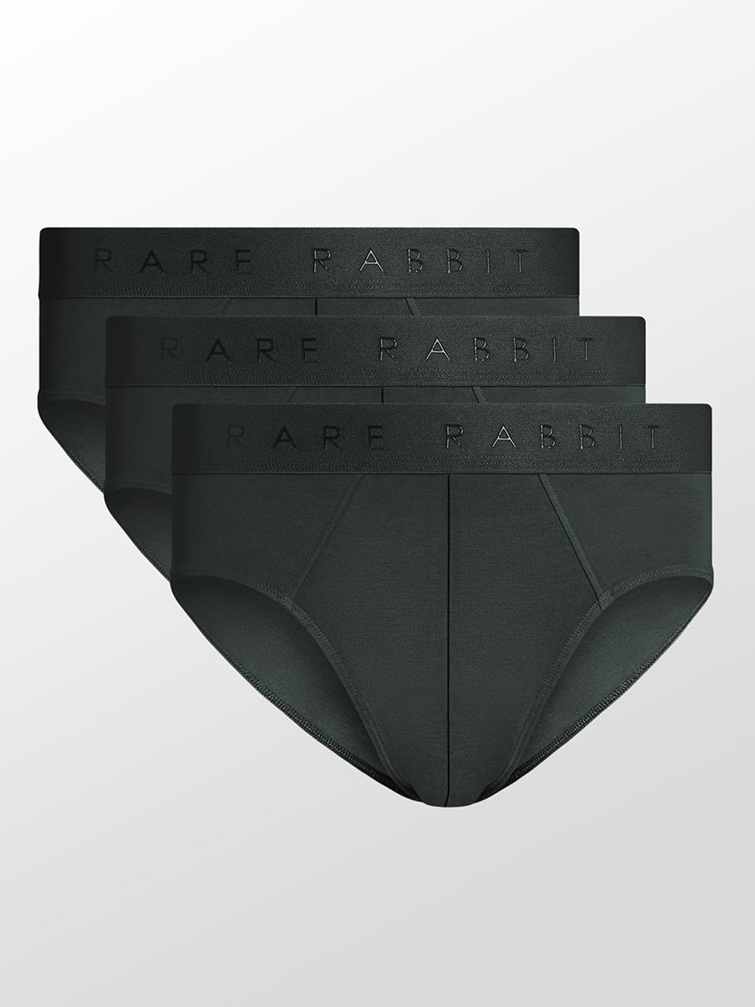 RARE RABBIT Men Pack Of 3 Near Soft Cotton Stretch Innerwear Briefs NEAR PRIMARY OLIVE