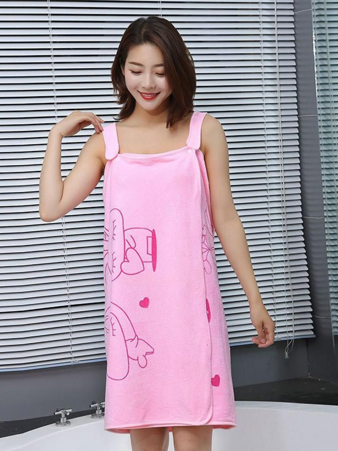 POORAK Women Graphic Printed Shoulder Strap Sleeveless Bath Robe