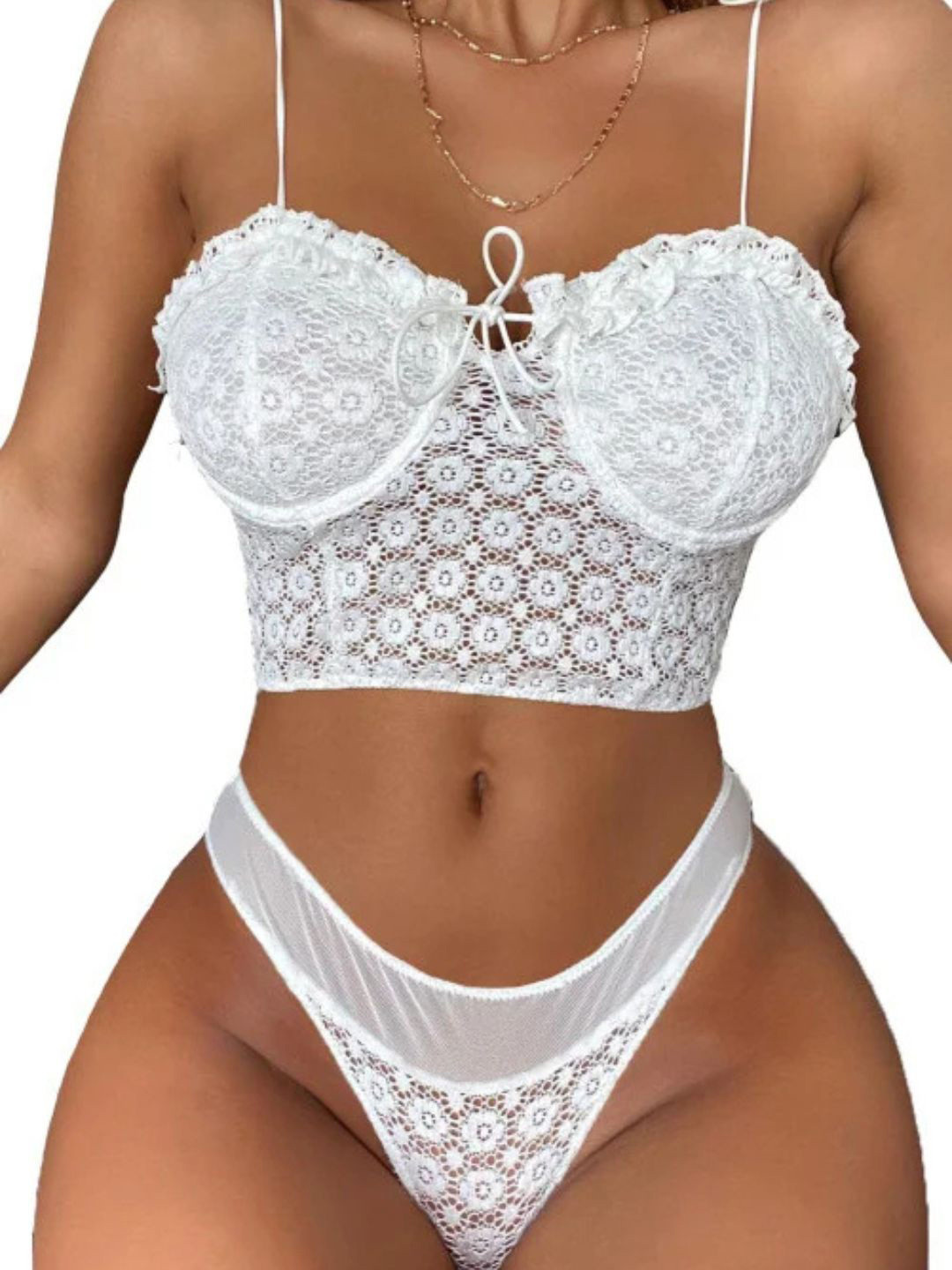 ANGEL CROSHET Women Spaghetti Straps Bralette Set
