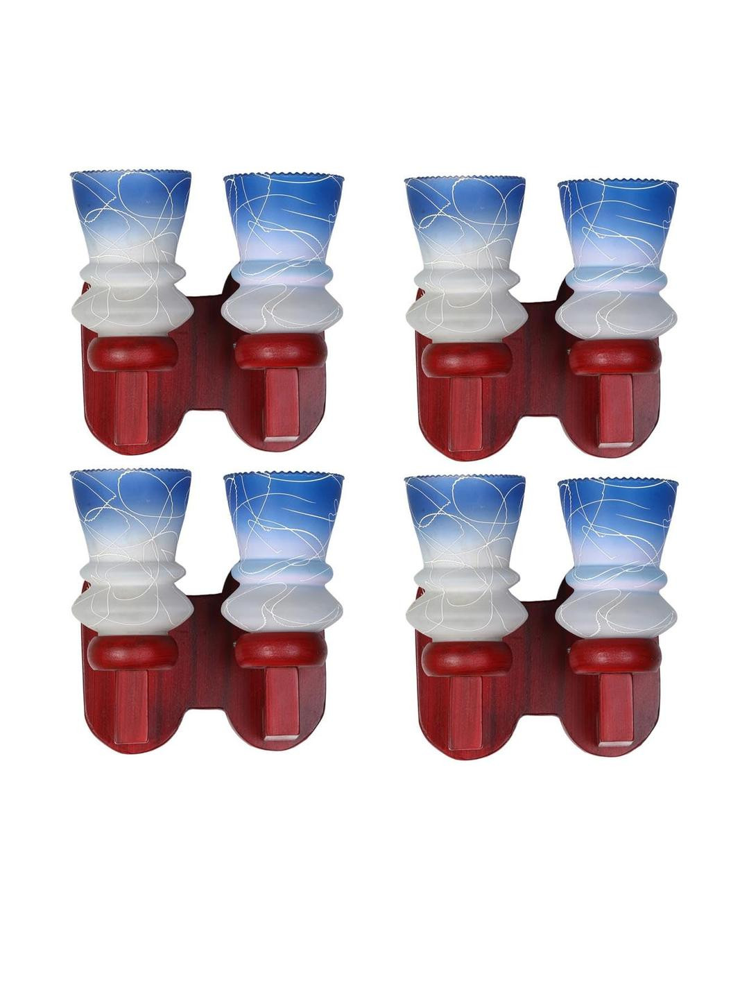 Somil Premium Designer Glass Wall / Night Lamp  Elegant & Stylish Dcor Accent for Modern Interiors, color- Blue, White, Size, 28 X 24 X 27 CM