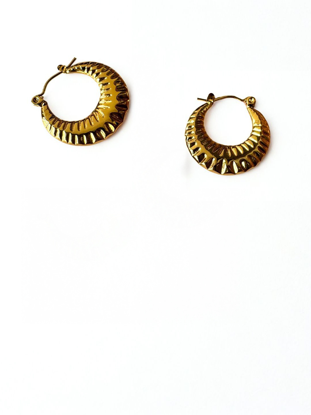 The Jewellery Tale Stainless Steel Gold Plated Crescent Shaped Hoop Earrings