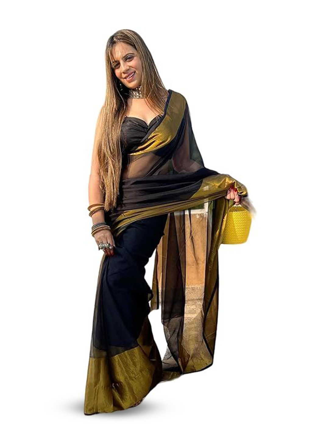 SYS Brand - Shop Your Style Zari Poly Chiffon Saree