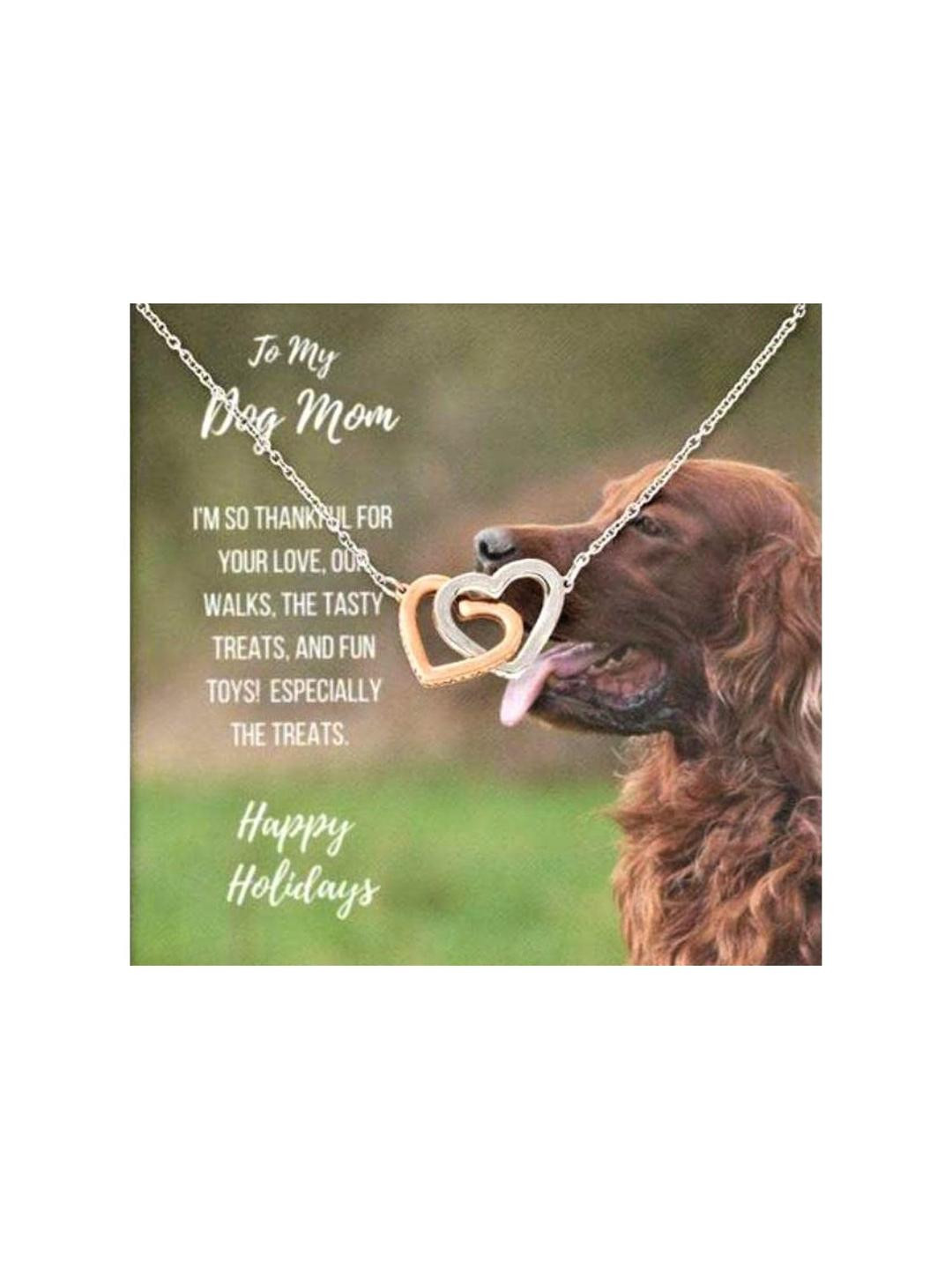 Sterling Silver Gift Dog Mom Necklace, Happy Holidays Gift Irish Setter Dog Mom Necklace