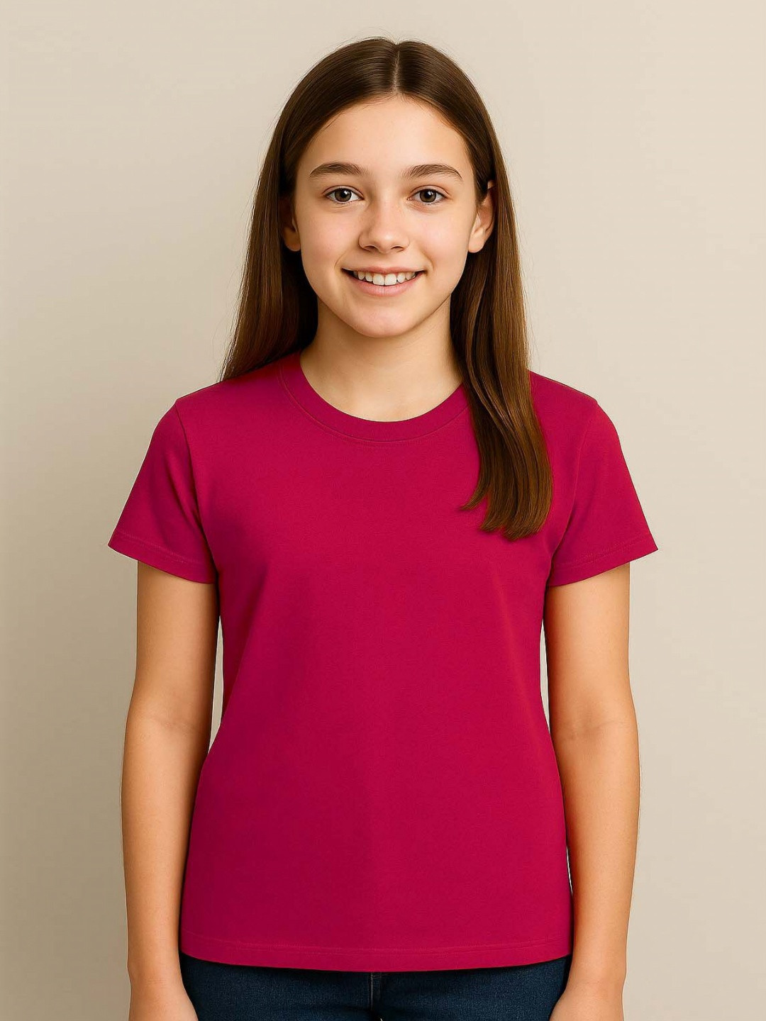 SINI MINI Girls Round Neck Short Sleeves T-shirt