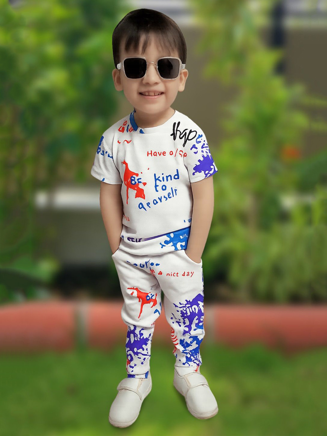 kilimoli Kids Printed Round Neck T-Shirt With Jogger