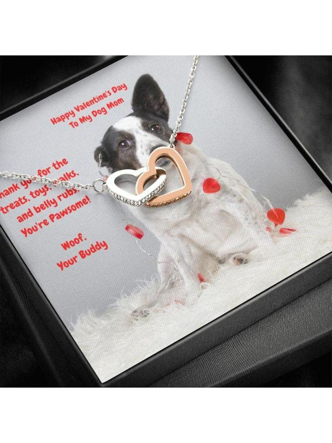 Silver Gift Mom Necklace, Gift Necklace Message Card Cardigan Corgi To My Dog Mom Happy Valentines