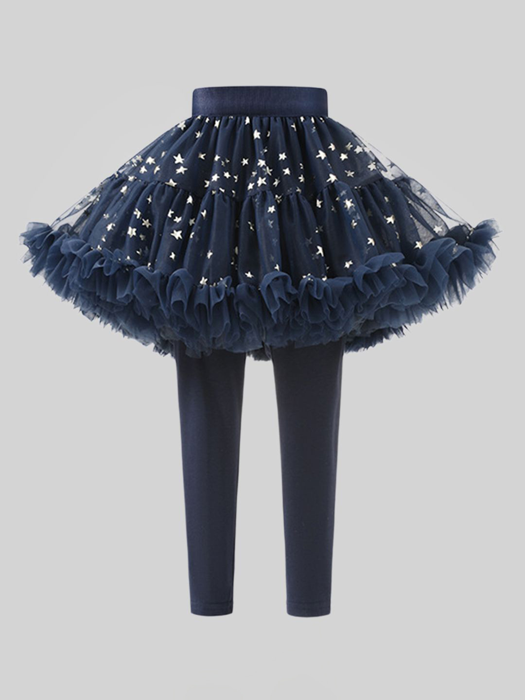 INCLUD Girls Star Printed Tulle Overlay Skirt Tutu Leggings