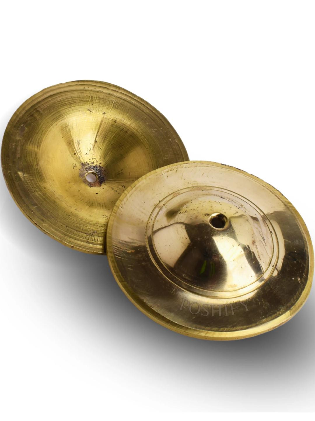 POSHIFY Brass Manjira - Brass Cymbals for Devotional Songs, Bhajans, Classical Music(pack of 1 set)