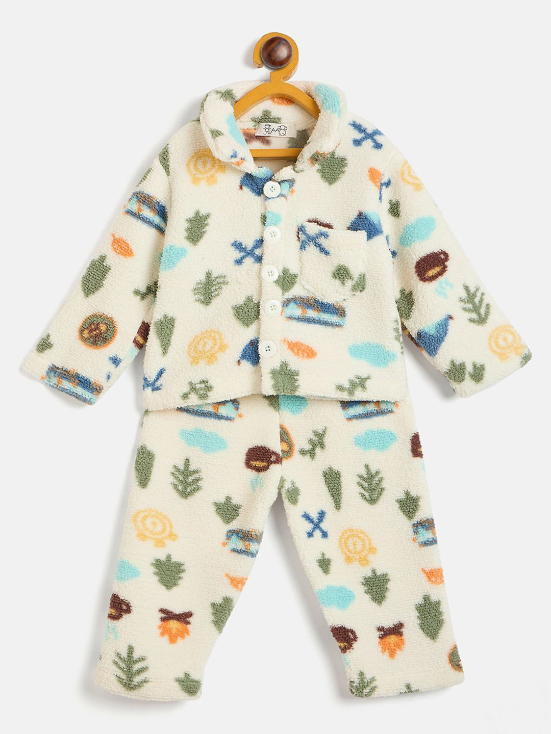 JWAAQ Kids Printed Shirt Collar Sweater With Trouser