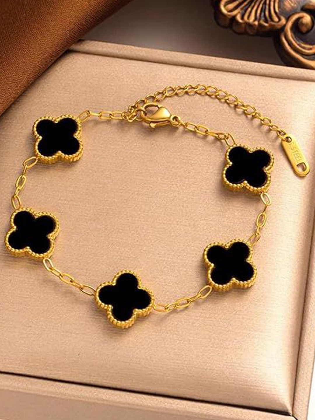 Aurelva Stainless Steel Gold-Plated Charm Bracelet