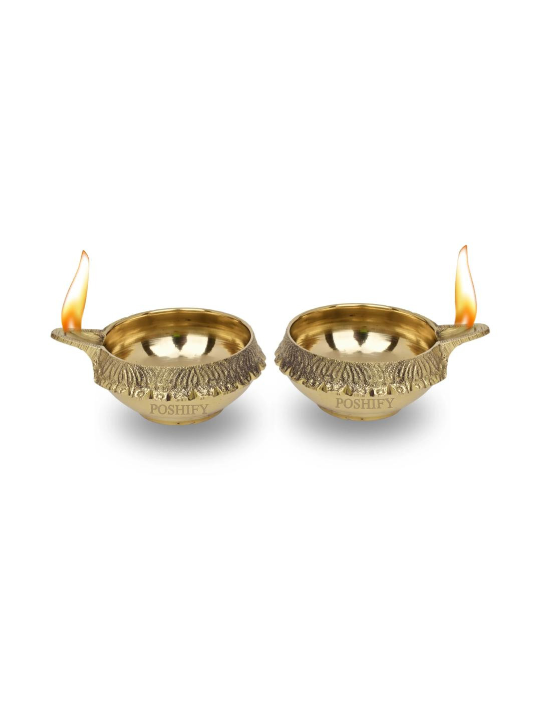 POSHIFY Kuber Brass Diya (pack of 2)- Diya for Puja, Home Decor, and Festival Celebrations