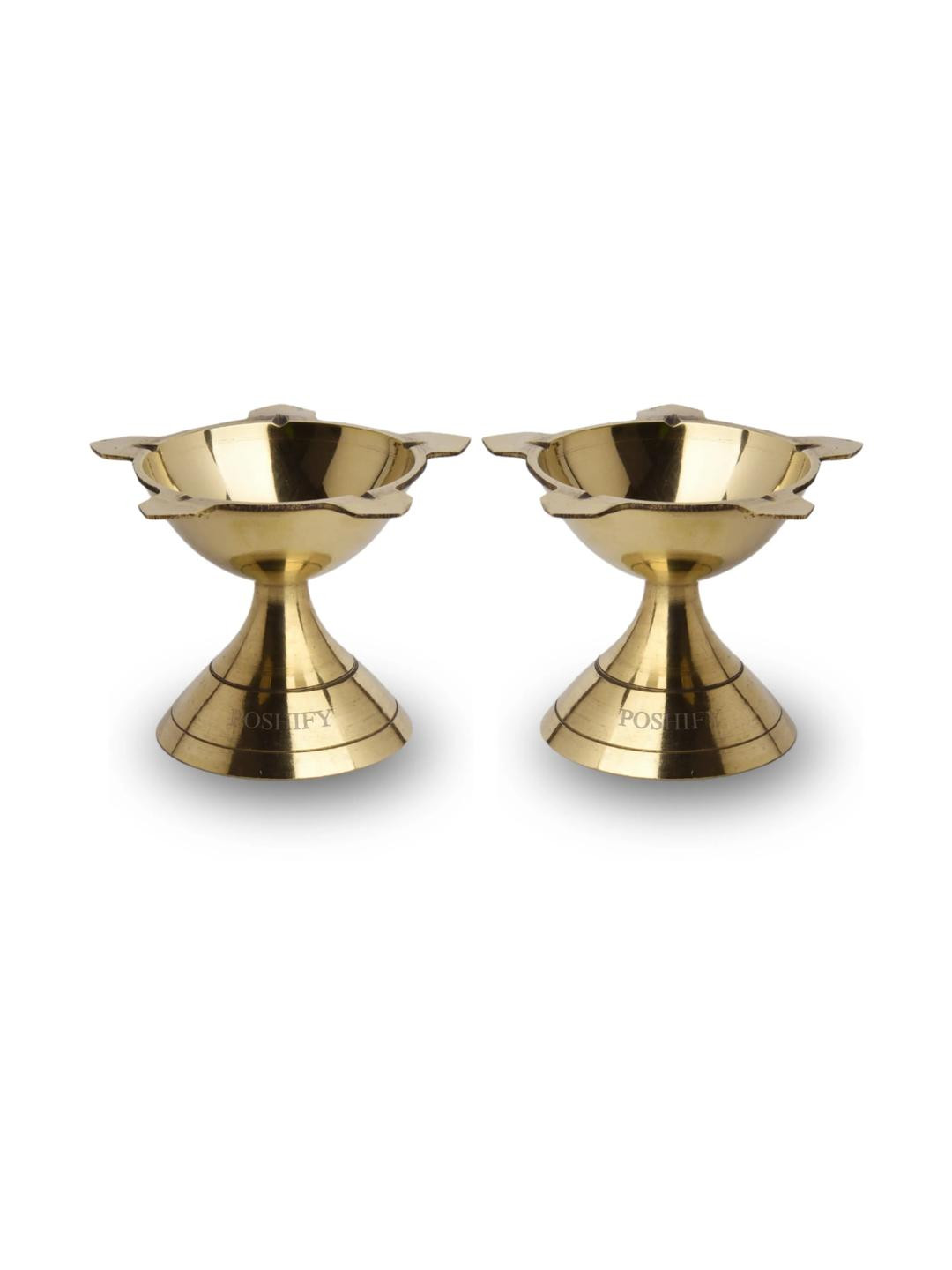 POSHIFY Pune Deep Brass Diya Pooja Essentials - Pack Of 2