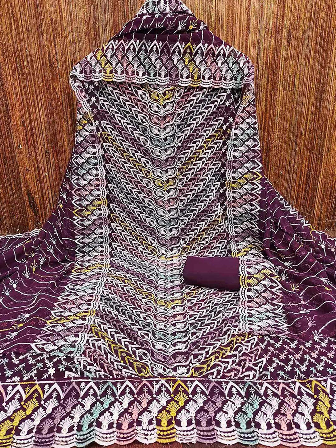 Peachmode Embroidered Unstitched Jacquard Dress Material