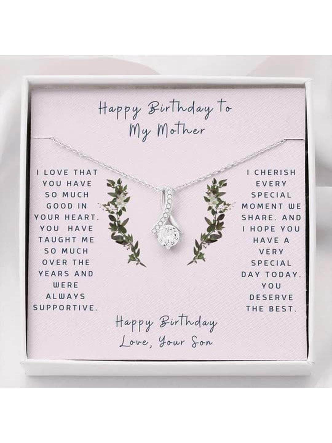 Sterling Silver Gift MOM NECKLACE, SON GIFT FOR MOM HAPPY BIRTHDAY ALLURING BEAUTY NECKLACE
