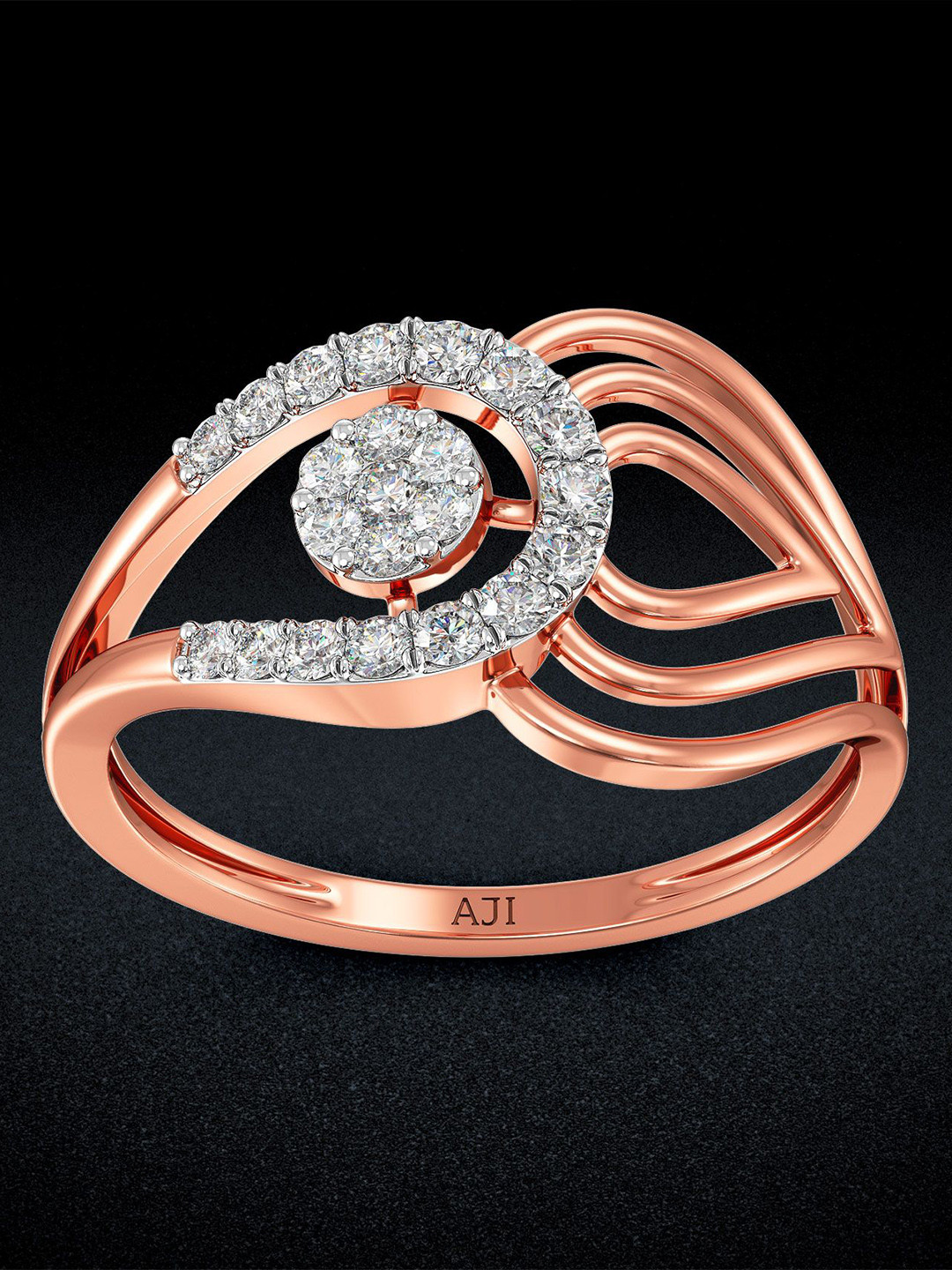 Joyalukkas Women 18 Kt Charming Connected Teardrops Diamond Ring 2.18 gm