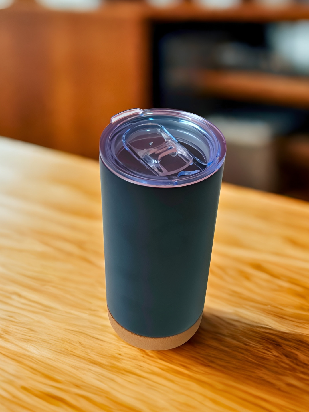 THE HOME CO. Black & Brown Stainless Steel Sipper Mug With Cork 300 ml