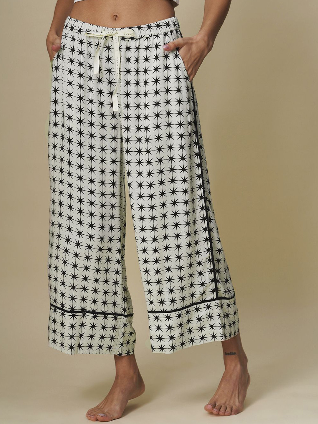 Chemistry Star Burst Printed Wide Leg Cropped Lounge Pants