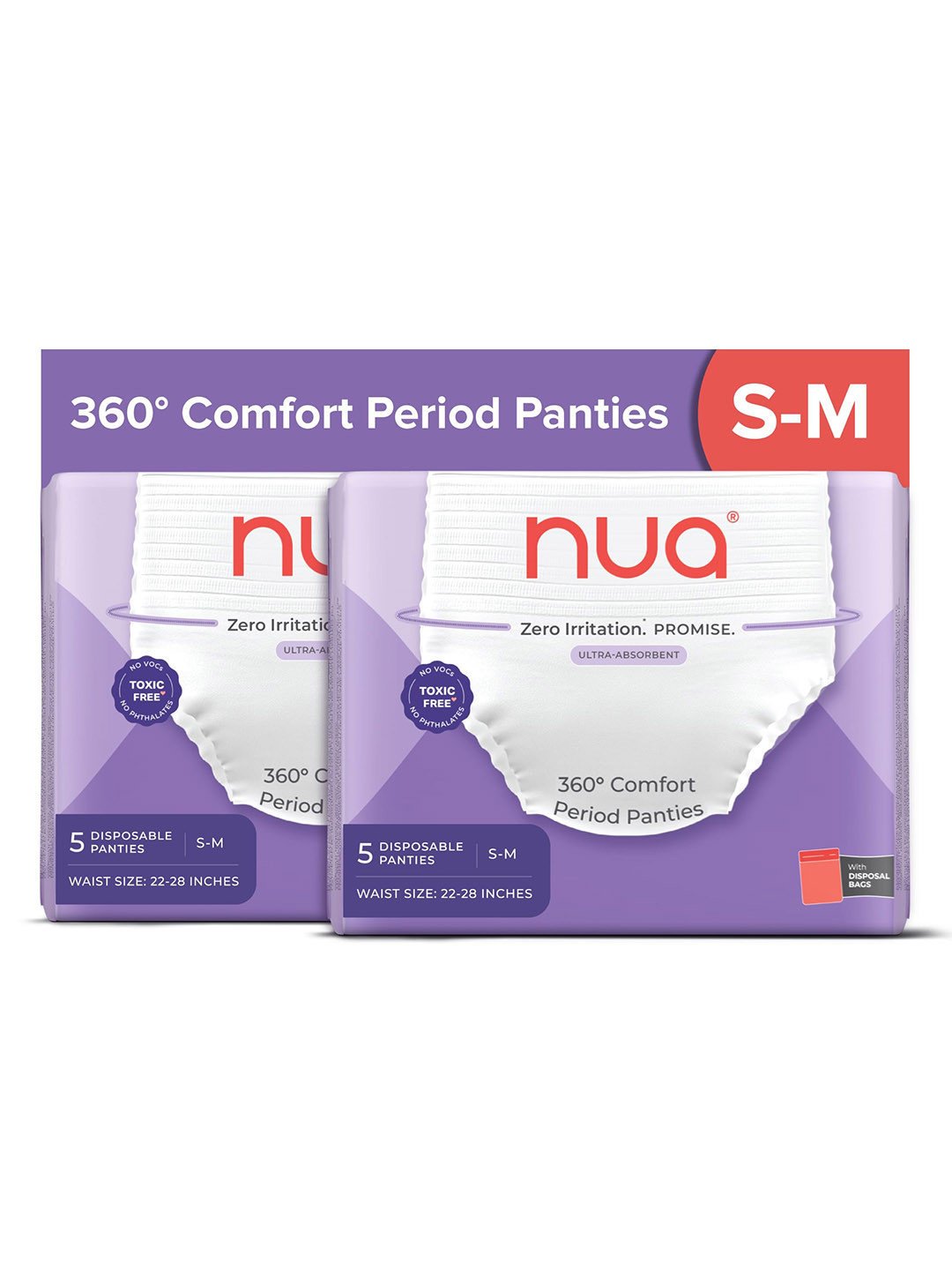 Nua Pack of 10 Overnight Disposable Period Panties S-M - 5 Panties in Each Pack