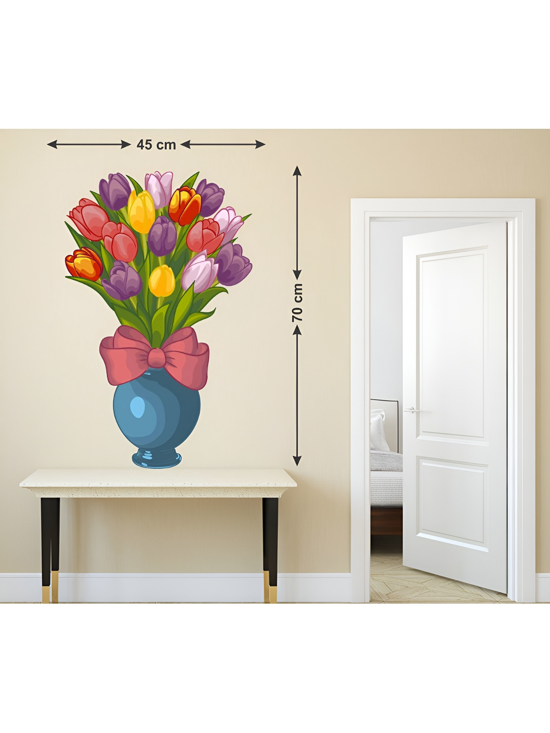 LANSTICK Green & Yellow Flower Printed Heat Resistance Wall Sticker
