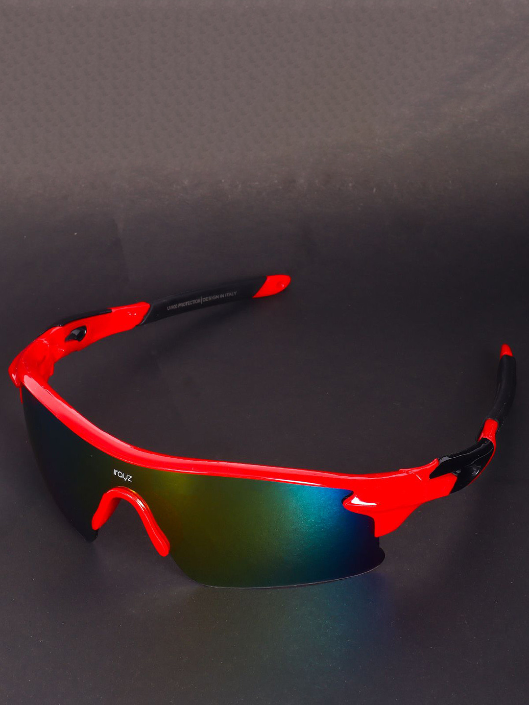 Irayz Men Mirrored Lens & Red Sports Sunglasses with