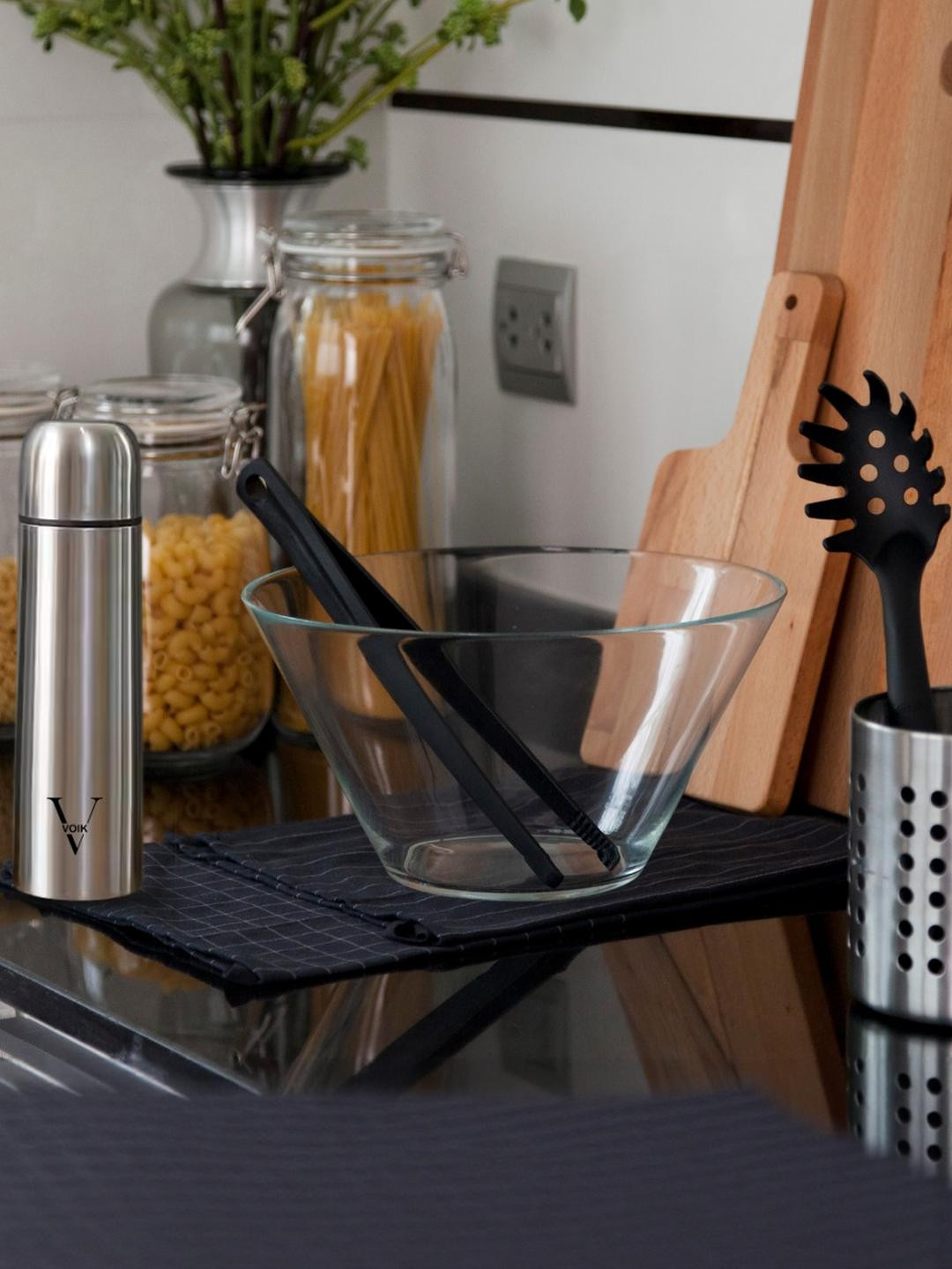 Voik Silver-Toned Single Stainless Steel Solid Flask Water Bottle