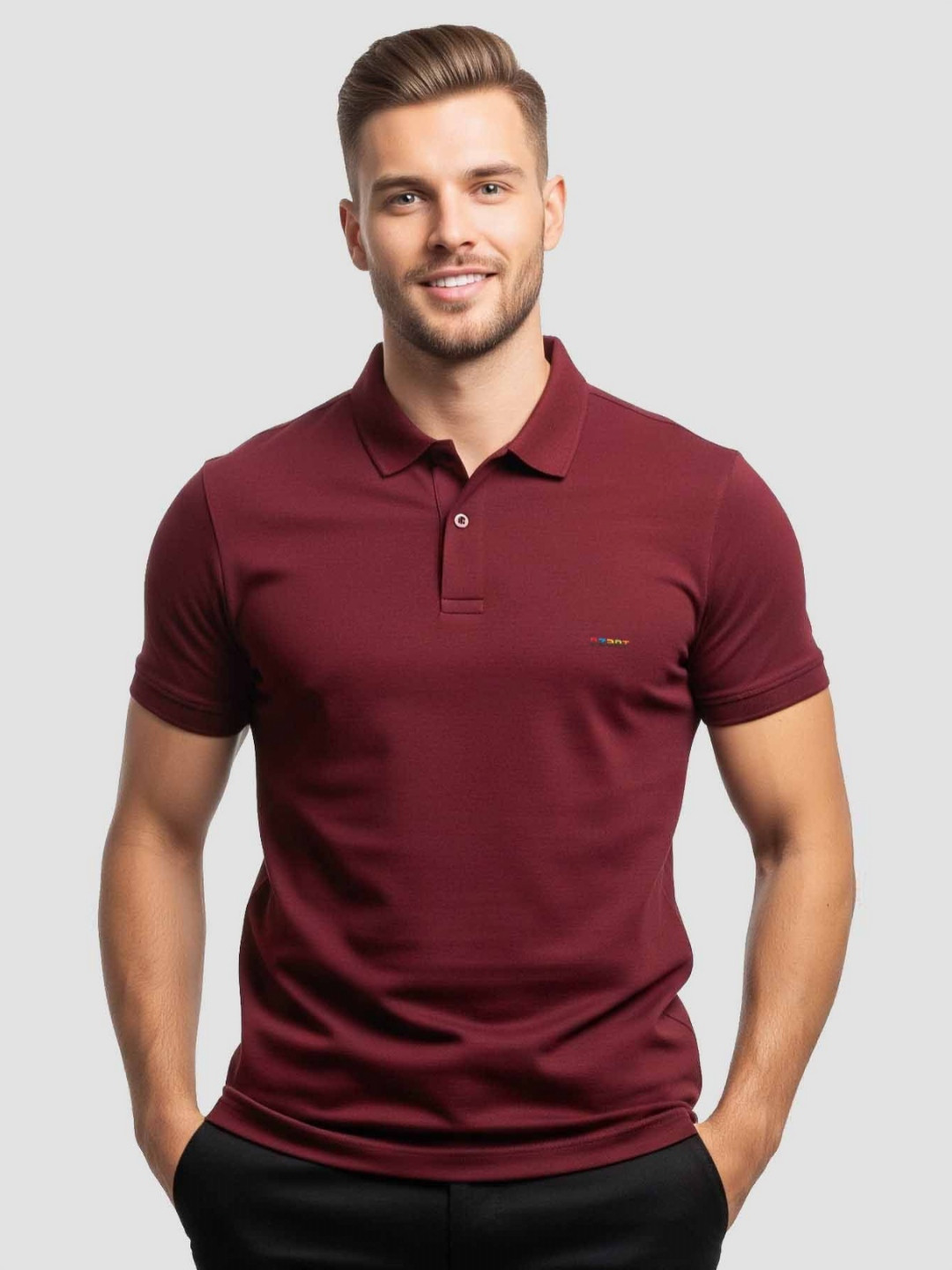 Dzant Men Air Max Solid Polo Collar Cotton Regular Fit T-shirt