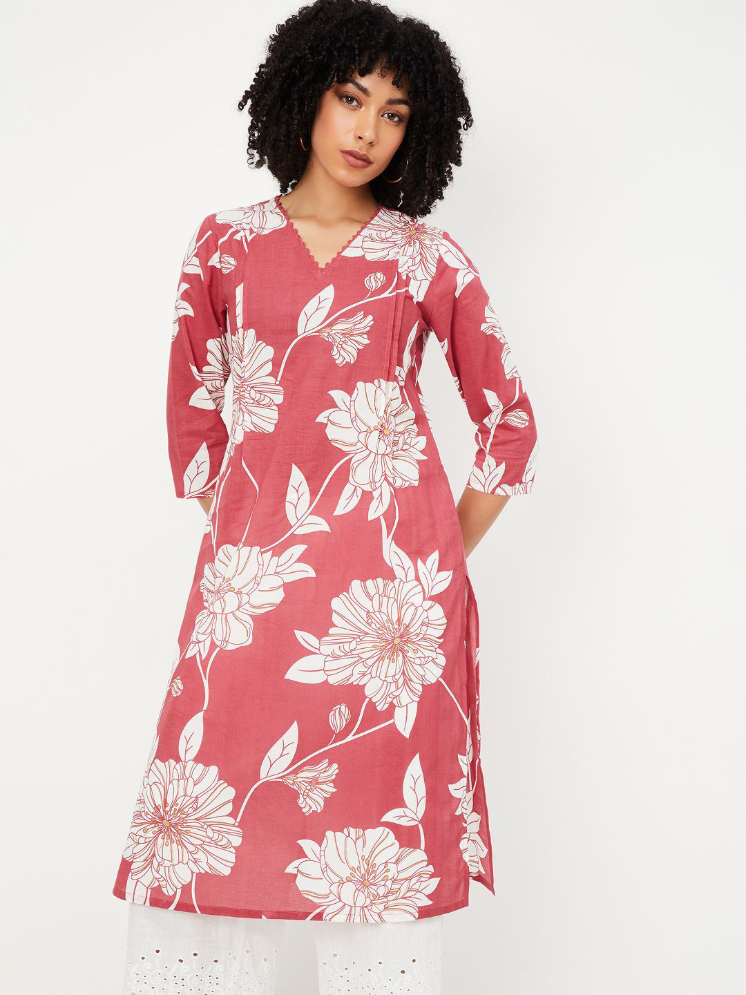 max Women Floral Printed Daily Cotton Straight Kurta