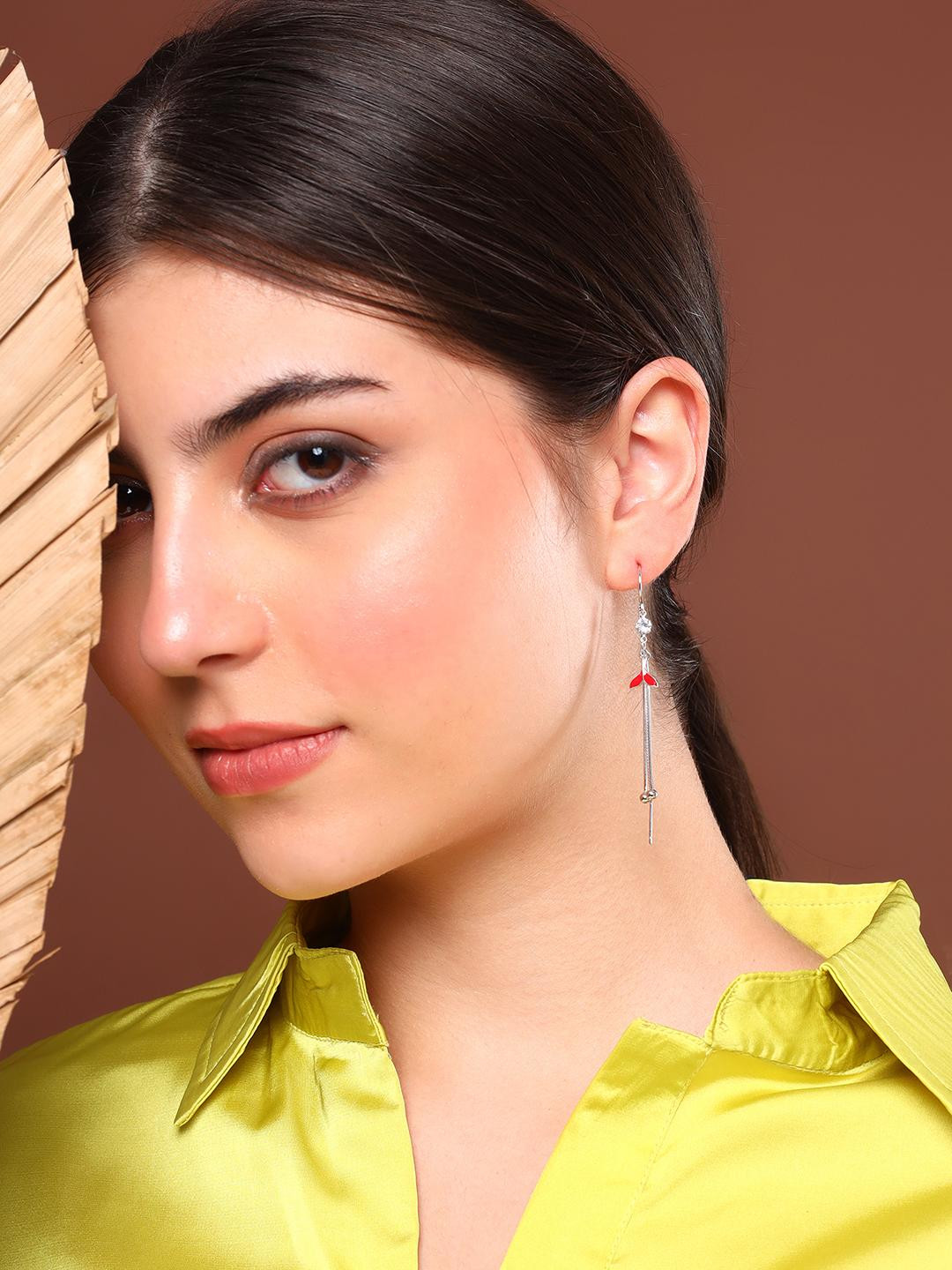 Beenth & Doneth Red Leaf Sterling Silver Earring