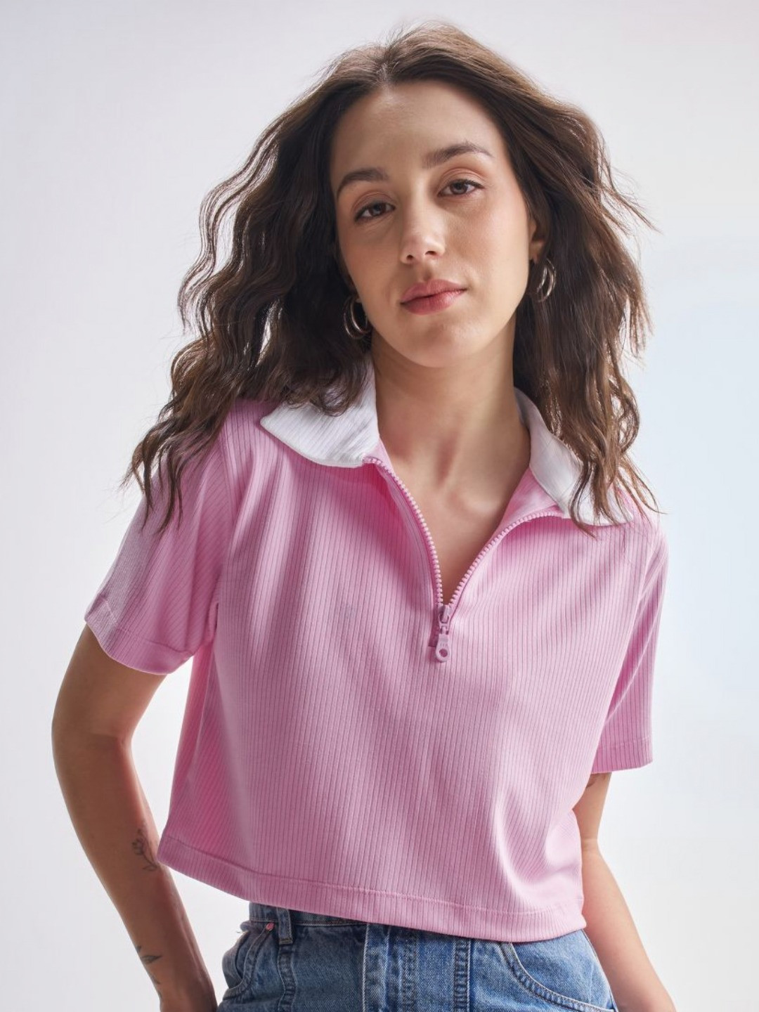 Street By Tokyo Talkies Polo Collar Crop T-shirt