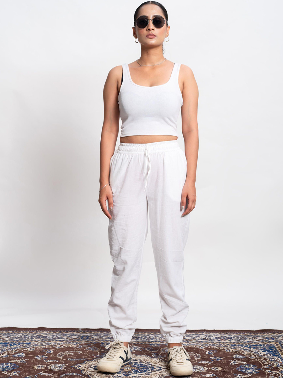 SVKETAIL Women Relaxed Straight Leg High-Rise Cotton Joggers Trousers