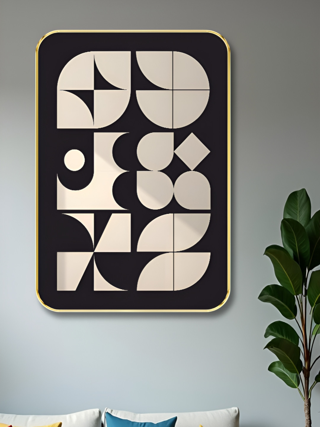 Livin'luxe Black & White Geometric Printed Wall Art